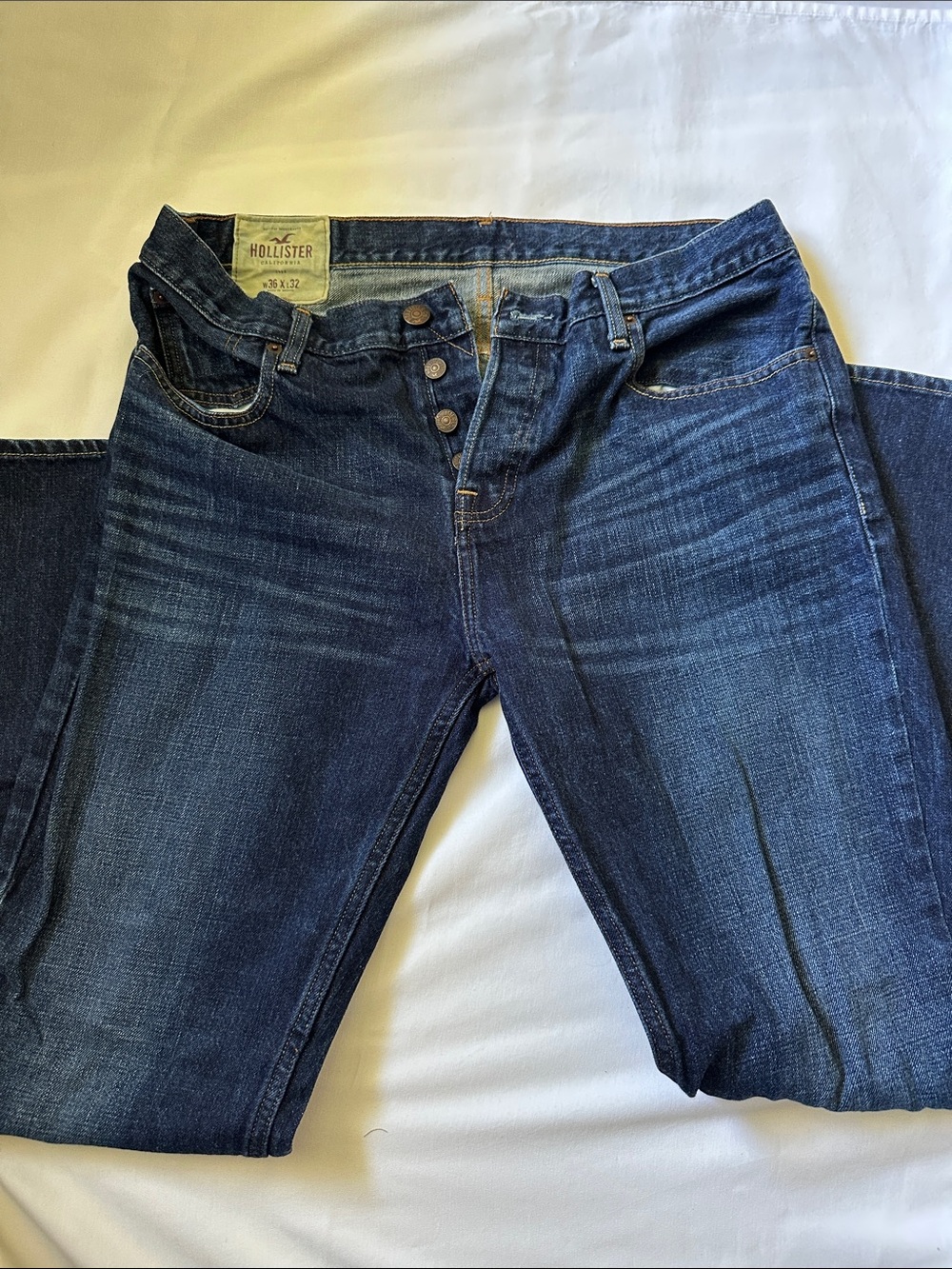 Hollister Women's Dark Blue Skinny Button-Fly Jeans